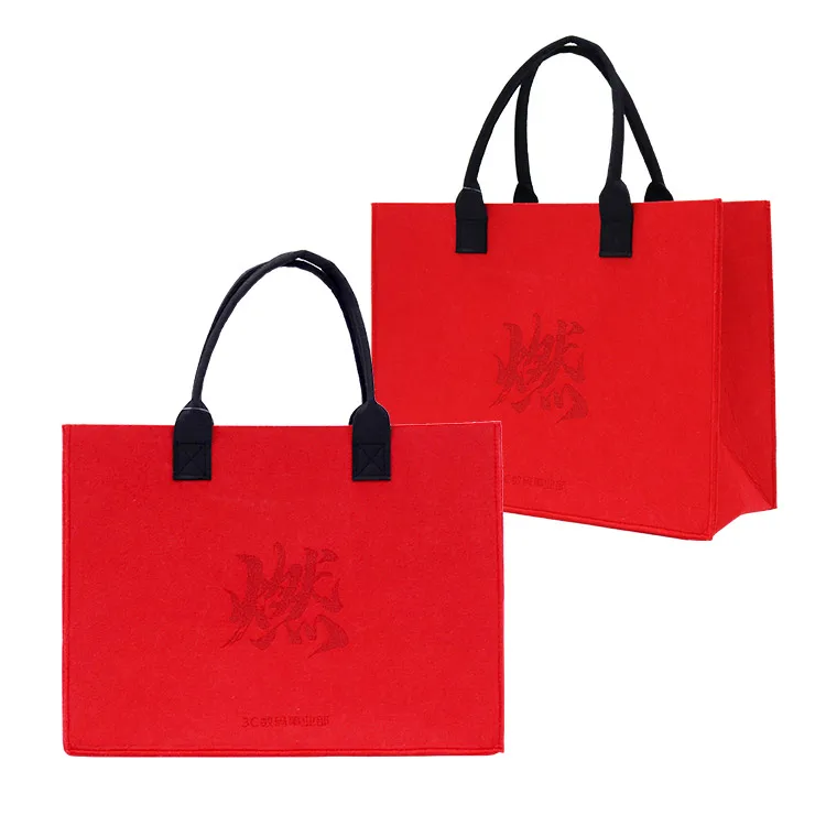 Custom Printed Logo Large Capacity Felt Tote Bag eco friendly shopping bag