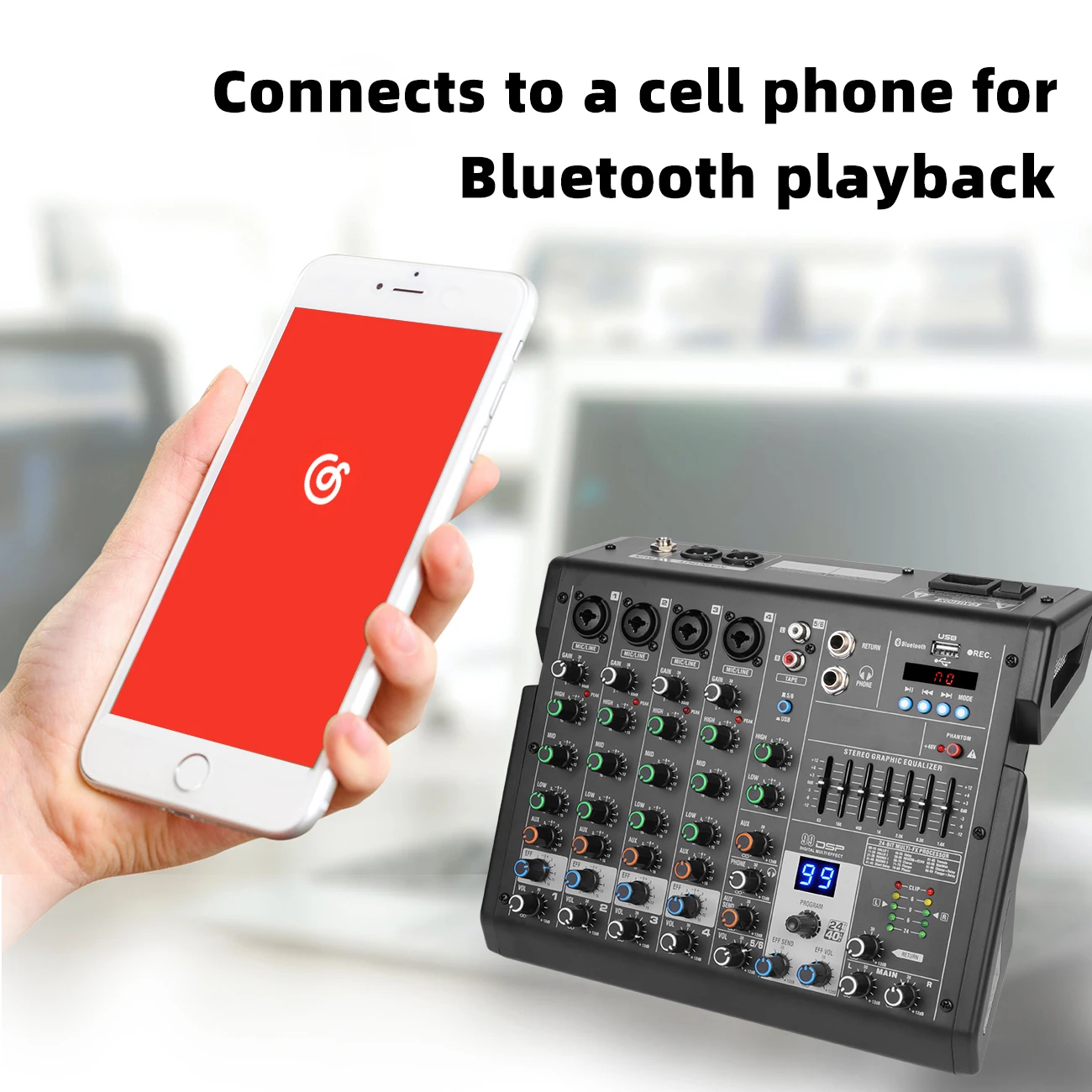 Biner B6 Professional Hot Sale Built in 99 Types of DSP Effect 6 Channels Digital Sound Mixing Console usb audio mixer