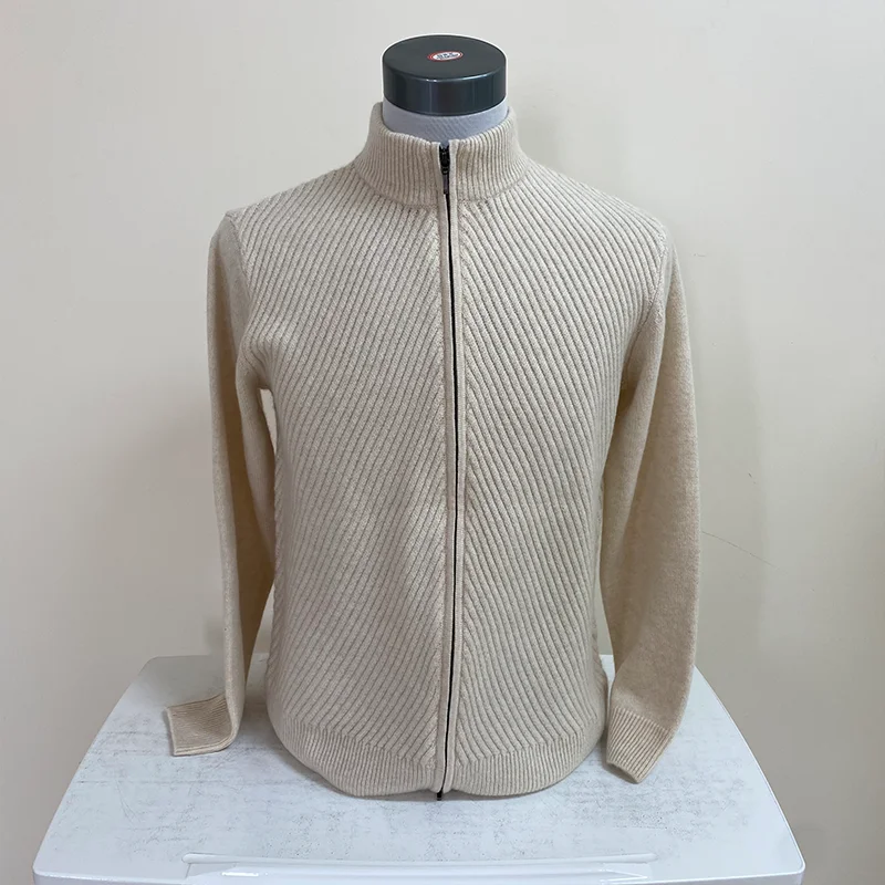 Custom Wool 100% Pure Cashmere Sheep Sweater Men Turtleneck Zipper Knit Oversize Mongolian Cashmere Sweater For Men
