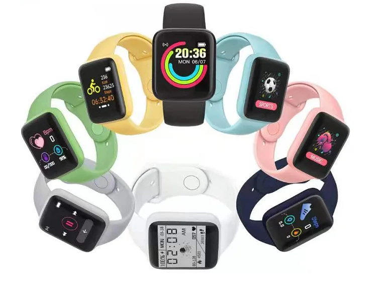 Y68 Smart Watch Tlsr8232 Chip Waterproof Ip67 Smartwatch 1.3 Inches Touch Screen Smart Phone Watch D20 D20s