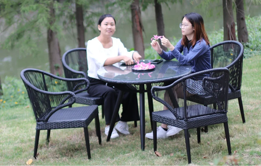 Patio furniture rattan outdoor dining set conversation set