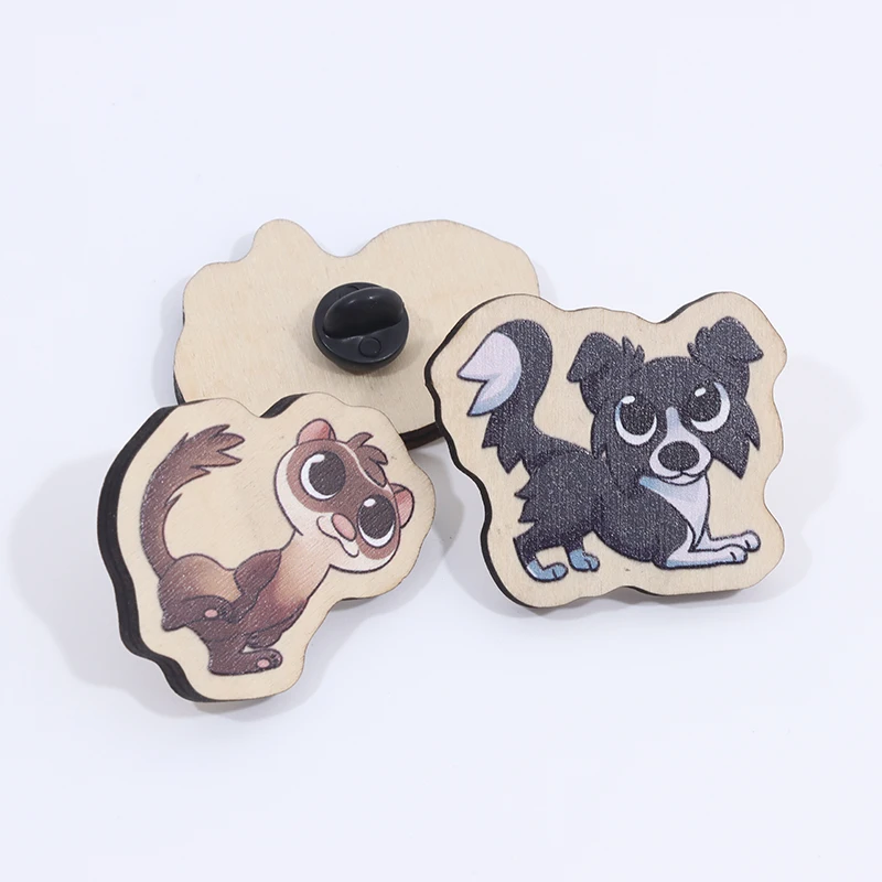 Custom Logo  Wood Pins Wooden Souvenir Wood Lapel Pins Toys