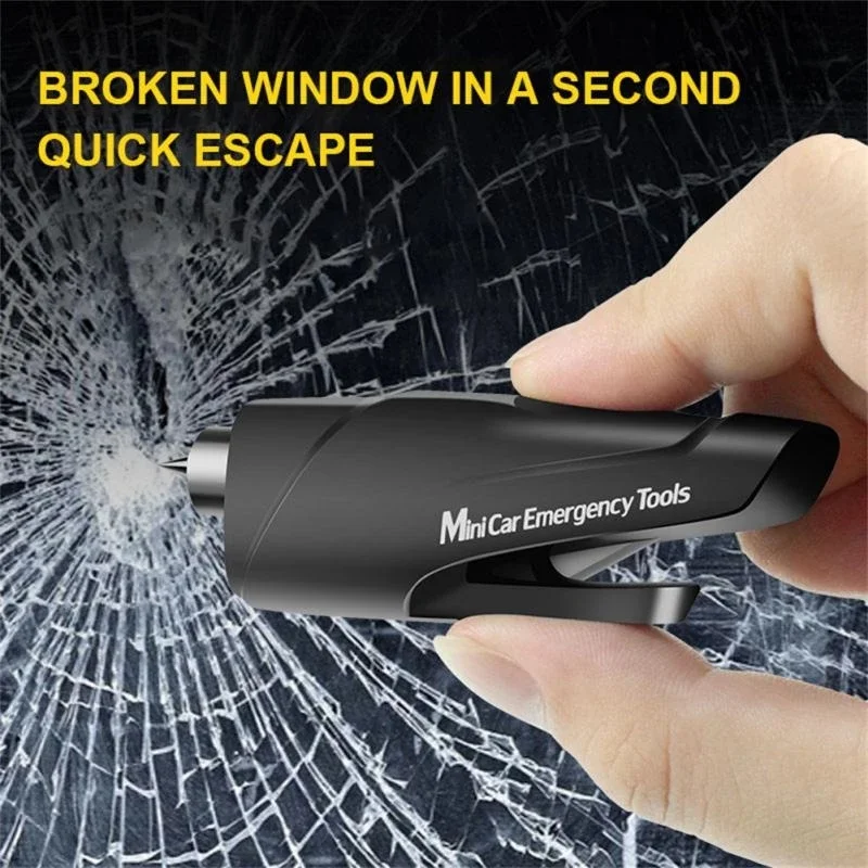 Escape Tools Car Mini Hammer Portable Emergency Window Breaker Keychain with Seatbelt Cutter Glass Breaker for Land Underwater