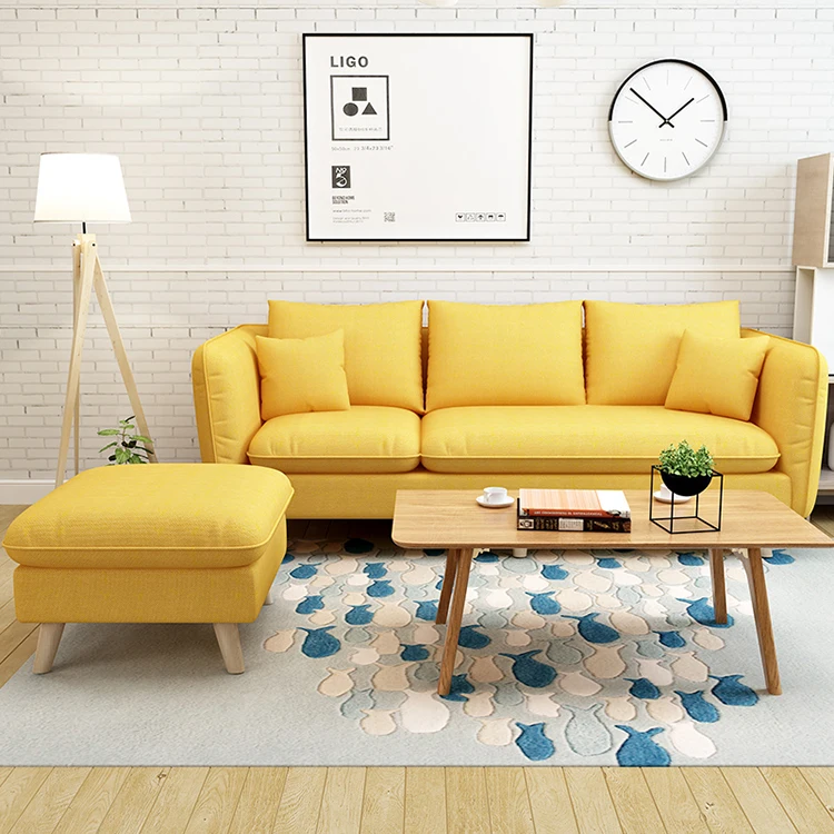 luxury living room furniture sofa sets yellow fabric cloth sectionals sofas 1909