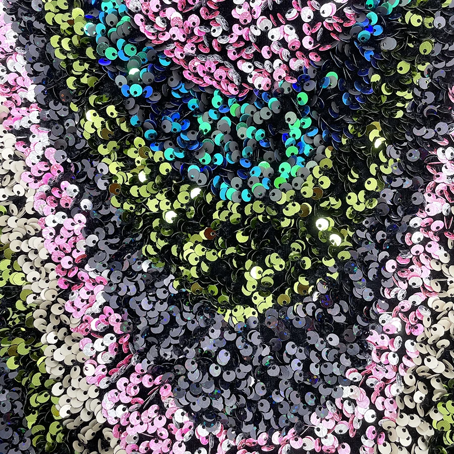 wholesale 2021 sari big wave elastic sparkling party embroidery velvet sequin fabric for derss