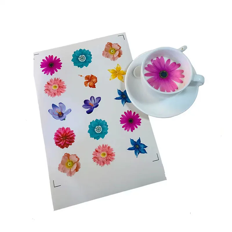 Custom Logo Edible Drink Candy Sheet Milk Tea Beer Wedding Film Topper for Ink Foods Printer Cake Tools
