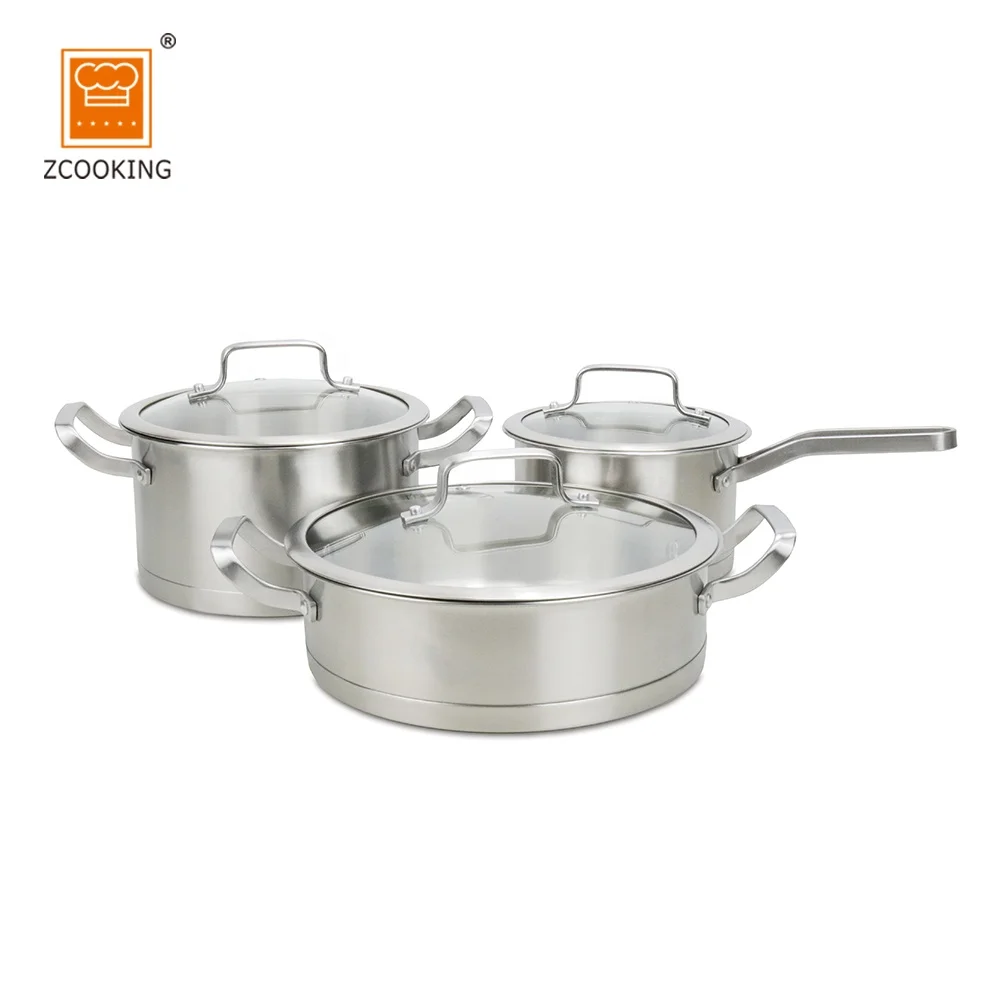 High Quality 6pcs Stainless Steel Cooking Soup Pot Cookware Set SS304