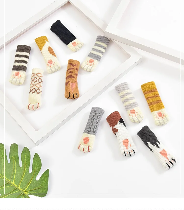 Hot selling knitted silicone table floor protector non-slip cushion furniture foot boot covers chair leg socks