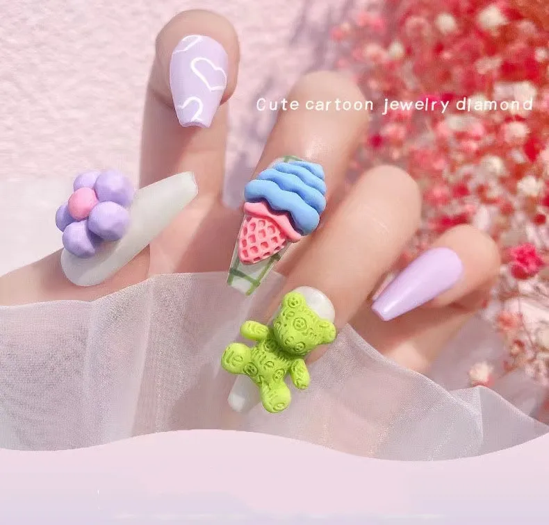 Wholesale Mix-Color 3D Cute Cartoon Nail Art Decorations For Press On Nails Charms