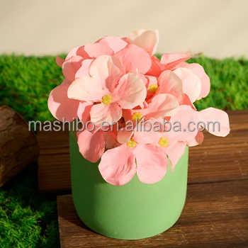 Artificial flowers in modern concrete pot modern home decor Faux potted Greenery