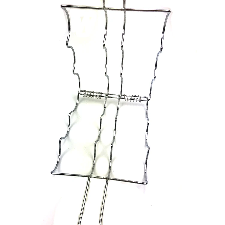 Non-Stick Coating silver Corn Grill Holder With Wood Handle