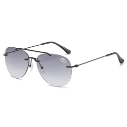 Wholesale Rimless Bifocal Reading Sun Glasses UV400 Far Near Dual-use Double light Pilot Sunglasses For Men