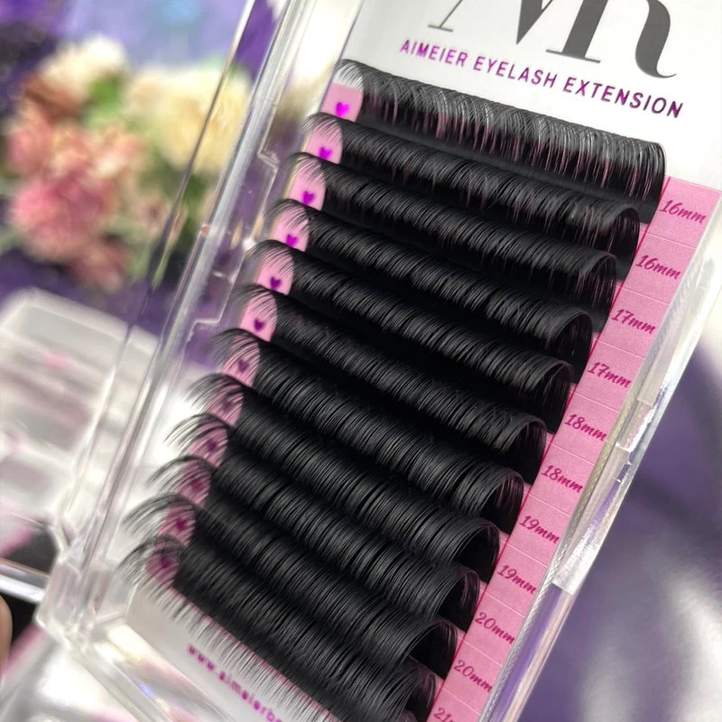 Best selling Matte Black Easy Fan Cashmere Silk Mink Lash Trays LA Eyelash Extensions Long 25mm Salon Academy