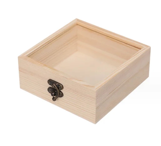 Dried flower wooden box glass covered wooden box candy boxes with covered