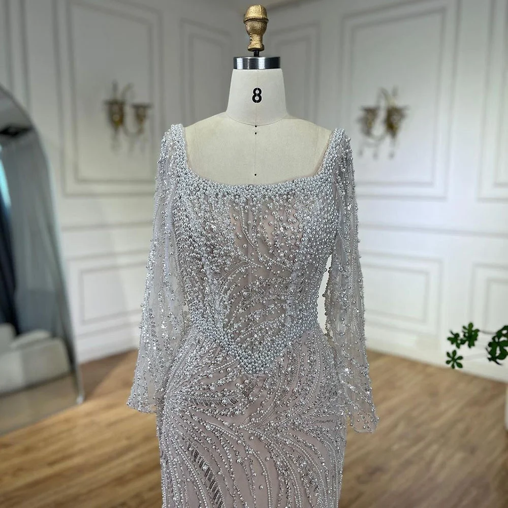 Long Sleeves Pearls Beaded Mermaid Evening Dresses Serene Hill LA72266A Formal Party Gowns 2024 for Women
