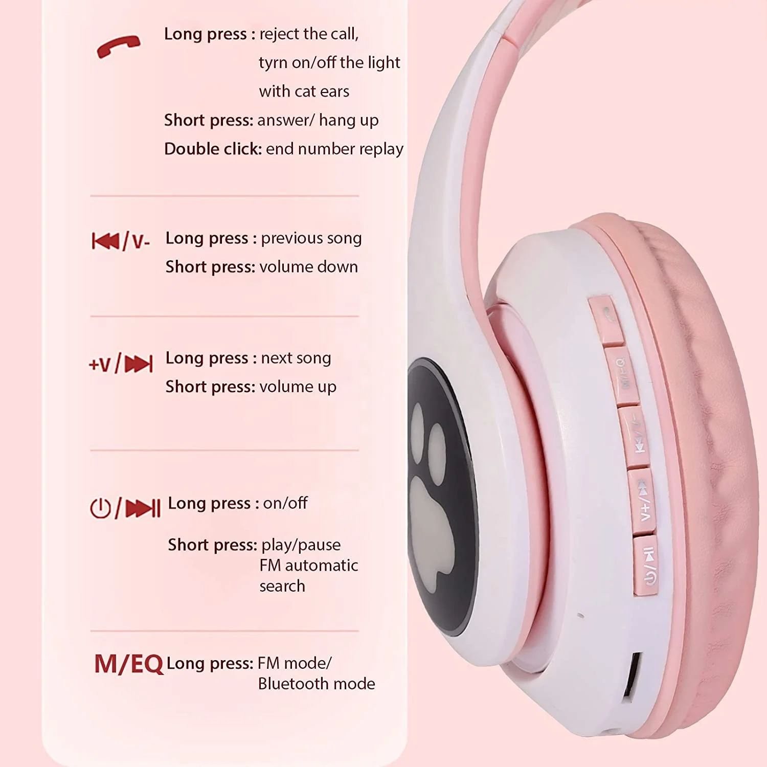 Stock Available cat ear b39 wireless headphone with led light					 Over Ear Auriculares Gaming Headset Fone De Ouvido