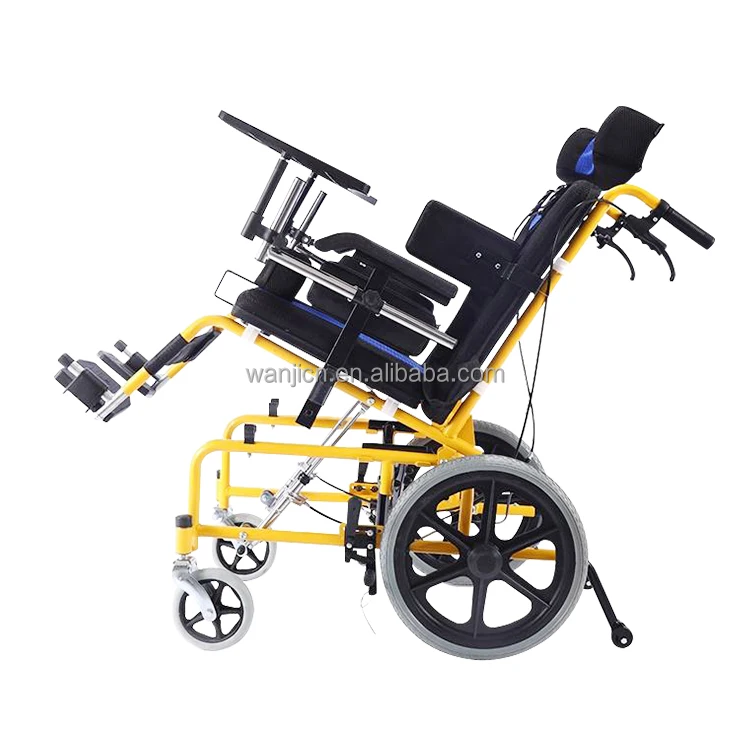Hospital Pediatric Cerebral Palsy Children Foldable High Back Wheelchair High Back Handle Reclining Transfer Foldable Wheelchair