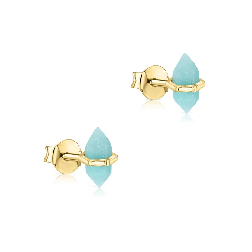Women Fashion Faceted Spike Gemstone Stud Earrings Wire Drilled Vermeil Natural Gemstone 925 silver Design Jewelry