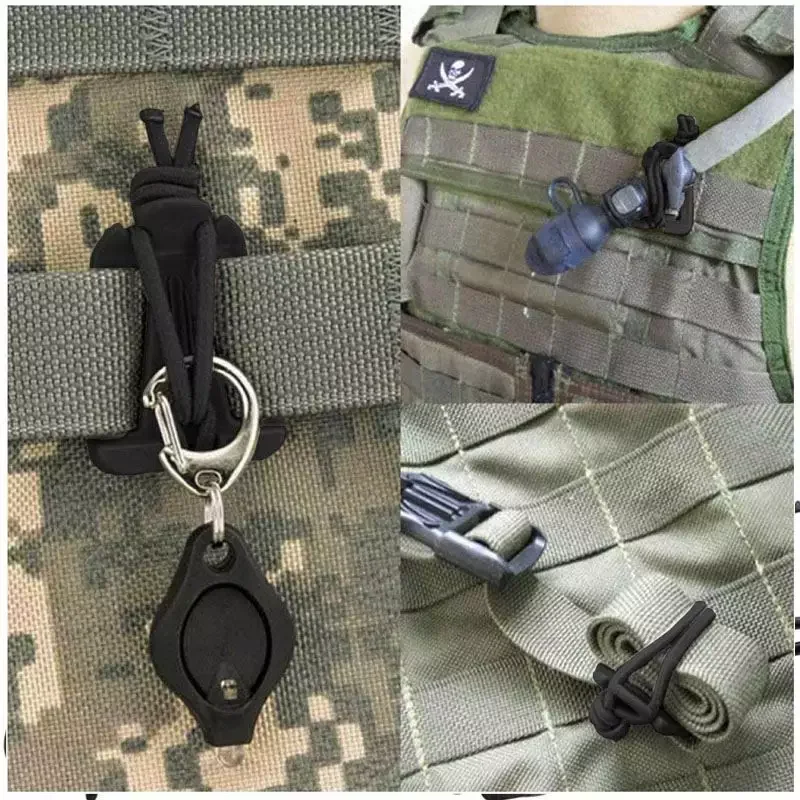 Outdoor Webbing Clip Buckle New with Elastic Cord Lanyard Webbing Organizer Storage Buckle Coil Backpack Clips