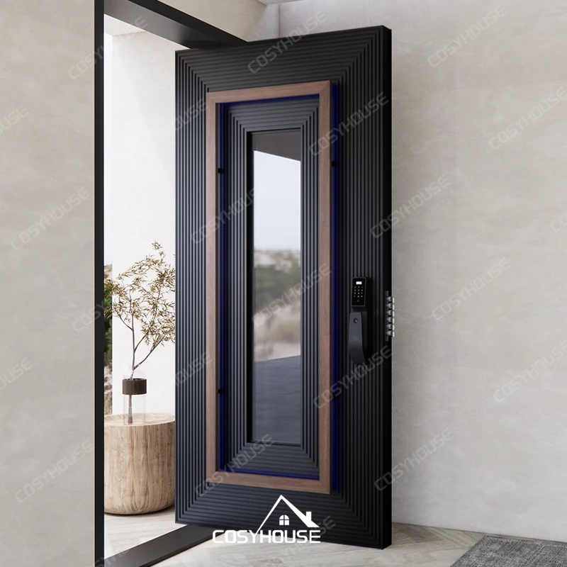 Cosyhouse modern design security exterior doors for houses intelligent anti-theft entrance front door for home Exterior Doors