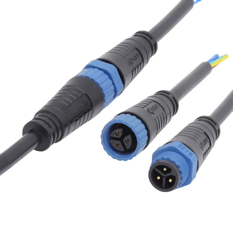 Заводские продажи высокое качество IP67 водонепроницаемый светодиодный разъем M15 300 В 8А блок питания 3pin pre-провод мужской и женский с