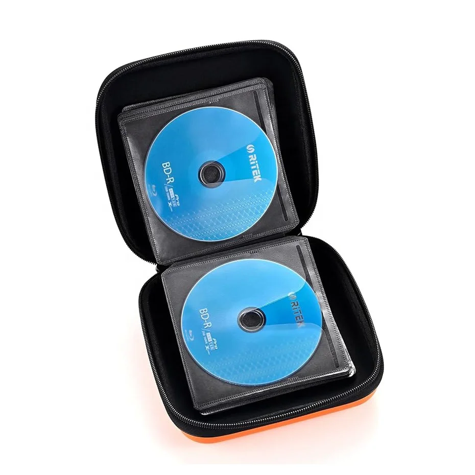 Custom Logo Factory OEM Mini Waterproof Protective CD Storage Box Case Kids Travel Carrying EVA CD DVD Bags & Cases with Zipper