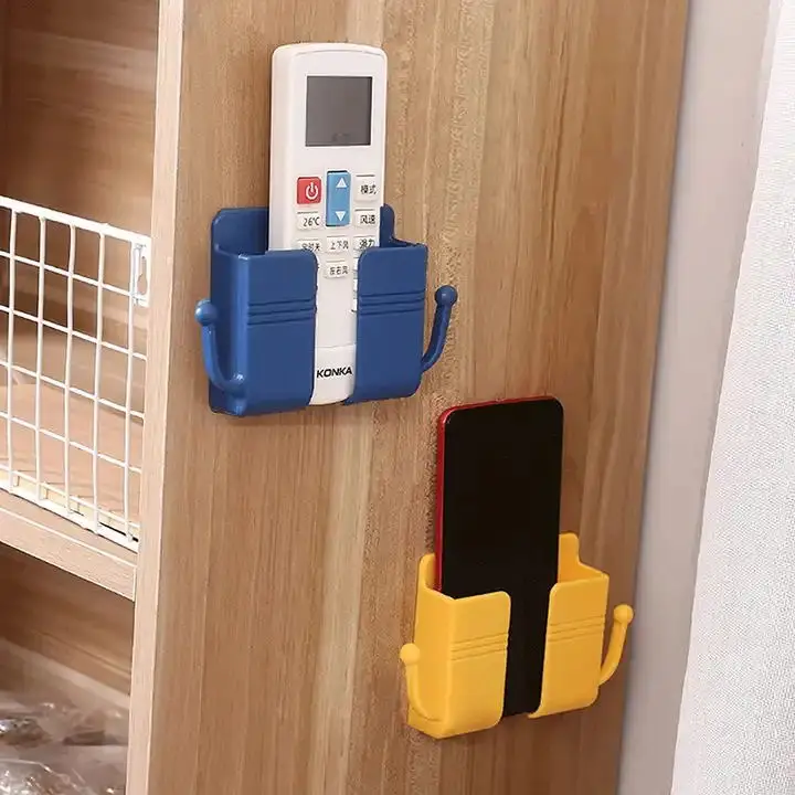 Wholesale Household Multifunctional Wall Mounted Storage Plastic Adhesive Phone Shelf Remote Control Storage Box