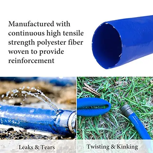  Swimming Pool Backwash Hose Heavy Duty Reinforced Blue PVC Flat Lay Agricultural
