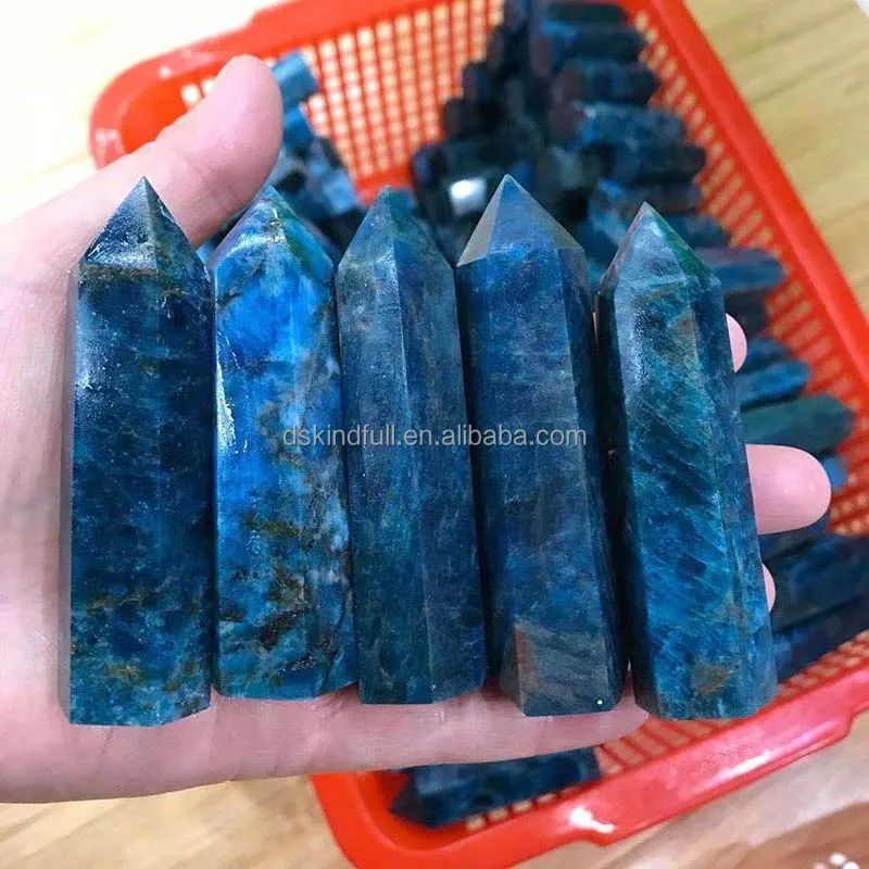 Factory Produce Hand Carved Crystal Tower High Quality Natural Rock Blue Apatite Crystal Point for wicca
