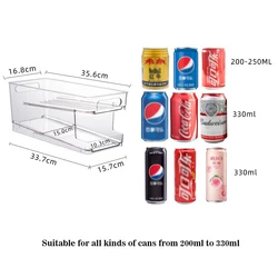 Dispenser Bins Refrigerator Drink Organizer Kitchen Clear Plastic Freezer Soda Beer Cans Holder Beverage Storage Box