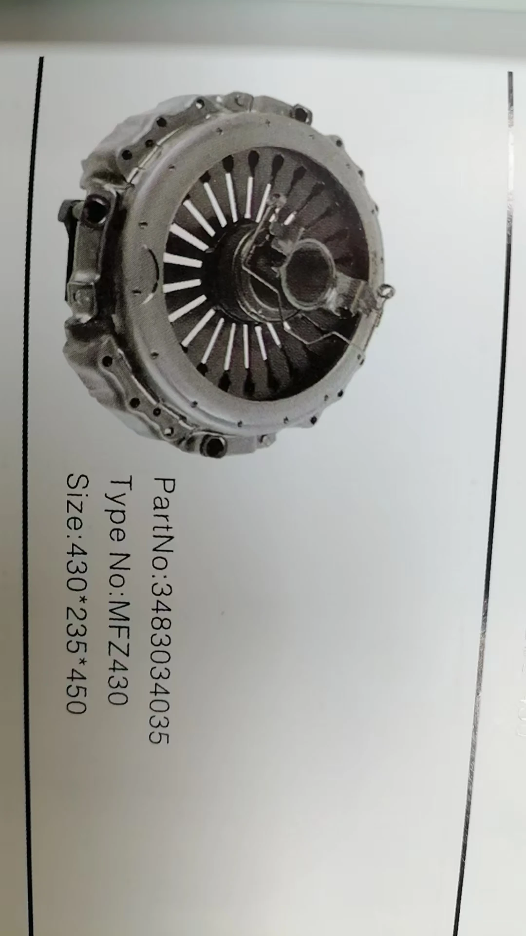 YSD AUTO clutch cover pressure plate 3483034035 size 430*235*450 clutch disc 3482081232 size 430*240*50.8*24