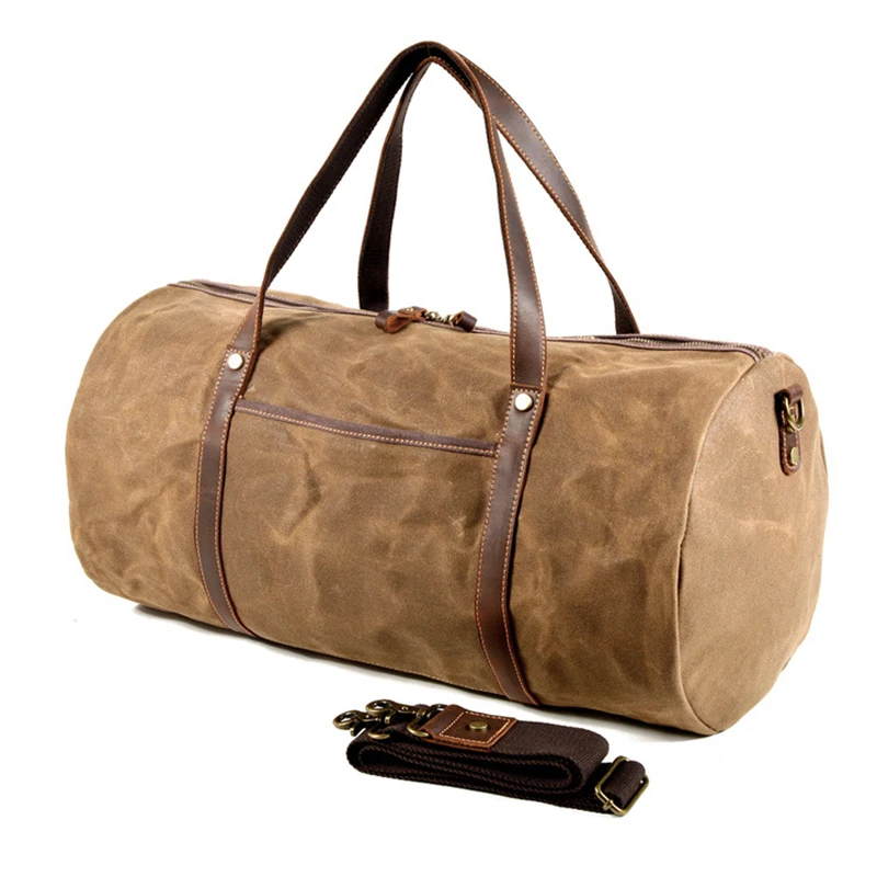 Waterproof Waxed Canvas Wholesale Spend The Night Bags Sports Canvas Duffel Travel bag for Men