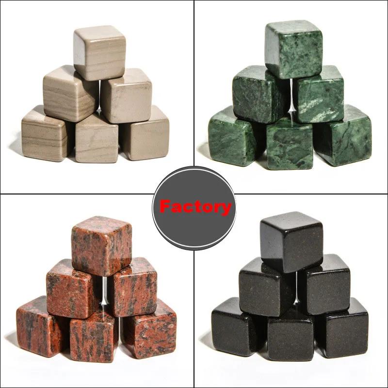 2x2x2 см Оригинальные заводские индивидуальные натуральные камни для охлаждения виски многоразовые гранитные ледяные кубики