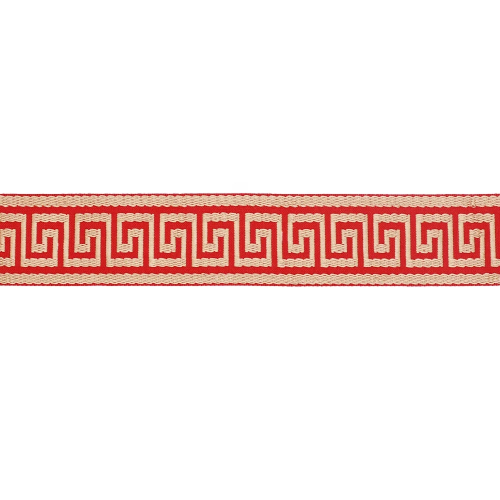 Customized polyester gold greek key woven trims for surcoat decoration