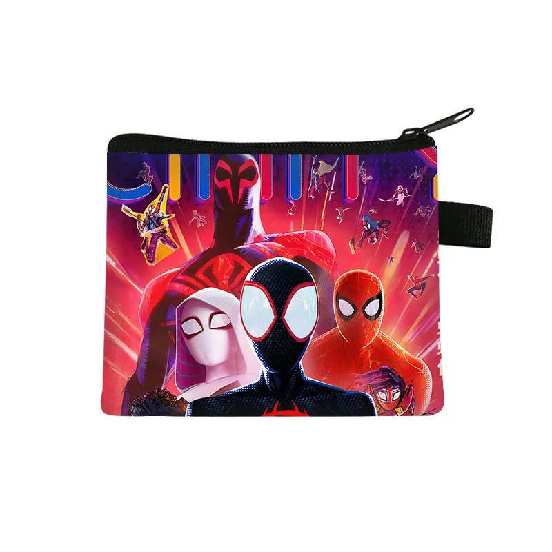 New Cartoon Cool Anime Polyester Coin Purse Bag With Zipper Kids Cartoon Spider Coin Purse For Children Hold Money Coin Wallet