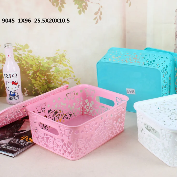 
High-Quality household laundry Rectangular storage Plastic Basket With handle 