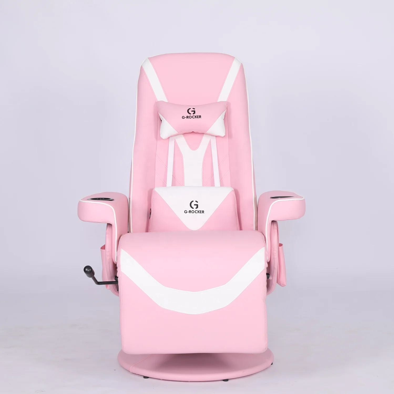 
Роскошное игровое кресло с подстаканником, розовое гоночное стильное кожаное эргономичное вращающееся офисное игровое кресло с подставкой для ног 