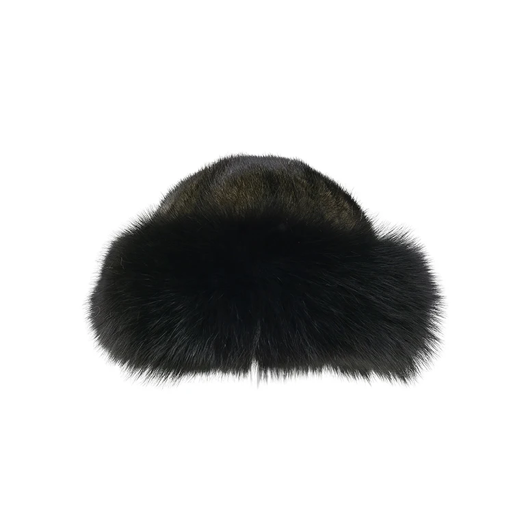 HNFY22-ZOE Lady Mink + fox round trim hat Mink top Fox Fur round