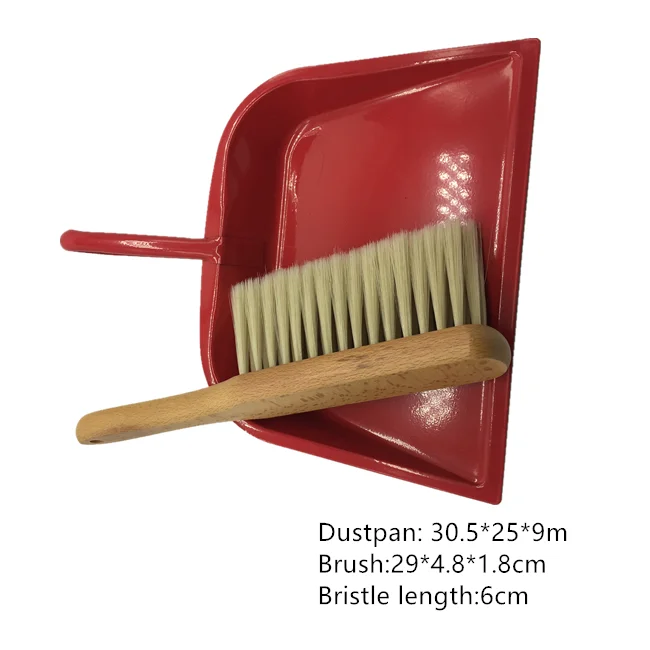 Factory Beech Wood Brush with Metal Dustpan and Brush Sets Broom and Dustpan Sets