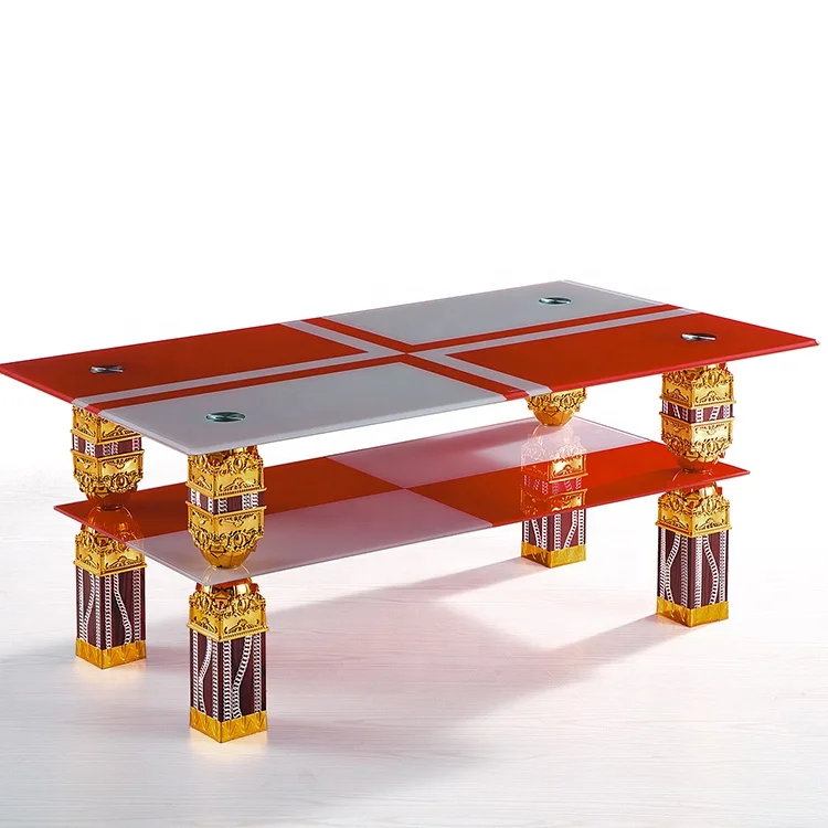 Antique style modern chrome leg high quality tempered glass coffee table for living room