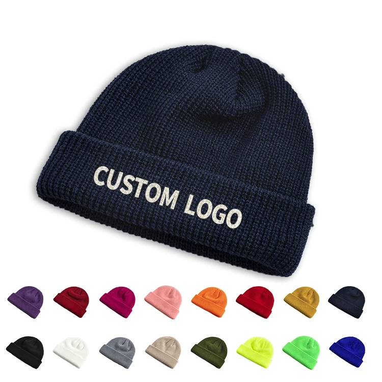 Высококачественные зимние теплые шапки на заказ, вязаные разноцветные зимние шапки унисекс