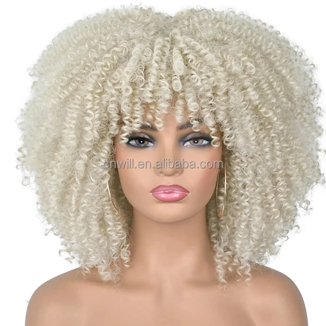 Heat Resistant Wigs For Black Women Kinky Curly Short Blonde Kinky Curly Wigs Synthetic Hair Wig