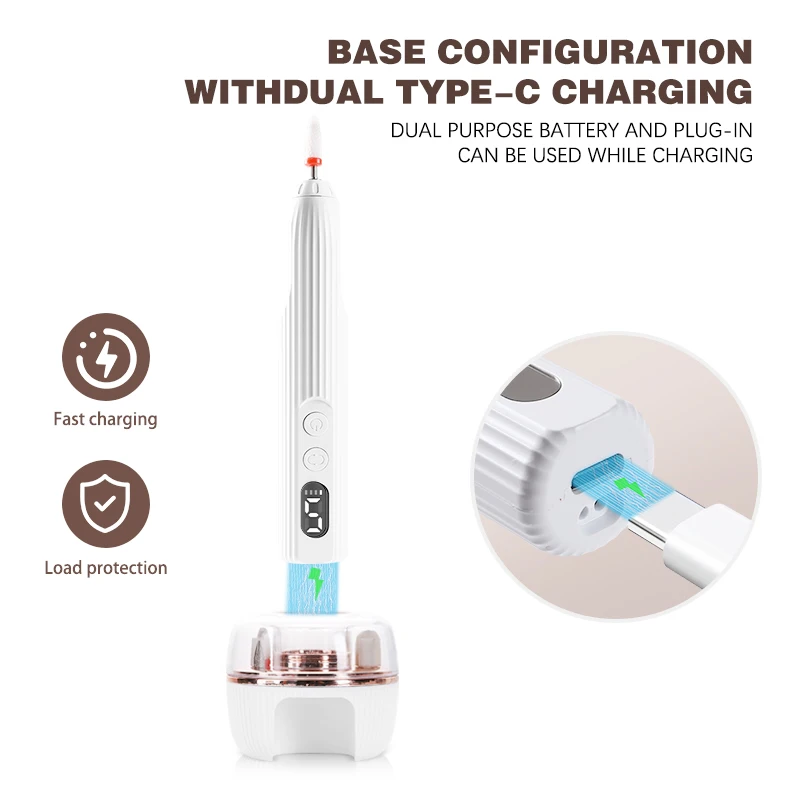 Professional Rechargeable Portable Nail Drill Machine and file bits polishing machine nail salon equipment Home Use All-in-one