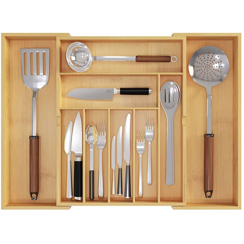 Bamboo environmental protection multifunctional adjustable kitchen storage box storage box adjustable cutlery