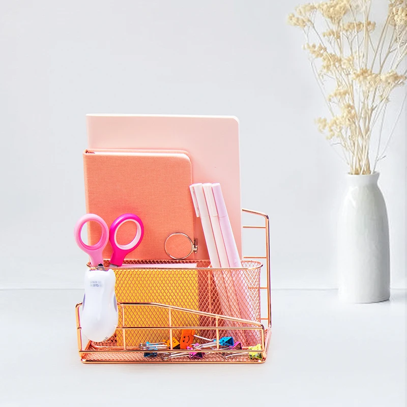 Comix Mesh Multi-Functional Storage Organizer Office Stationery Case Metal Desk Organizer with Pencil Pen Holder