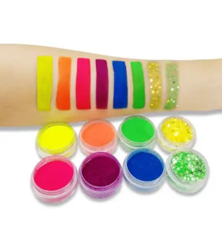 Neon Powder Pigments Eyeshadow Palette Bright Eye Shadow Palette Fluorescent Matte Mica Dye Luminous Colorant Body Makeup Set
