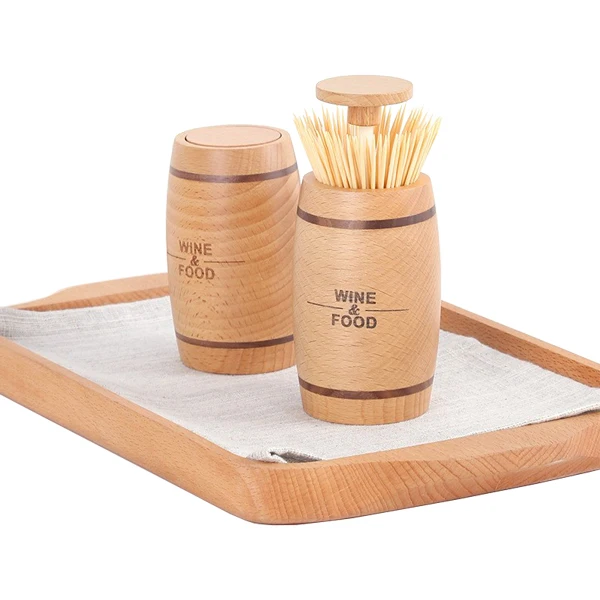 Automatic Wooden Toothpick Dispenser Promotional Gift Home Use Toothpick Container Durable Wooden Holder