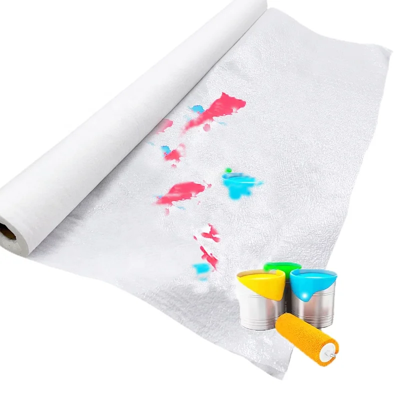 Manufacturer custom white self-adhesive paint blanket paint pad 120g-220g wooden floor decoration protection pad 1*50m pe film
