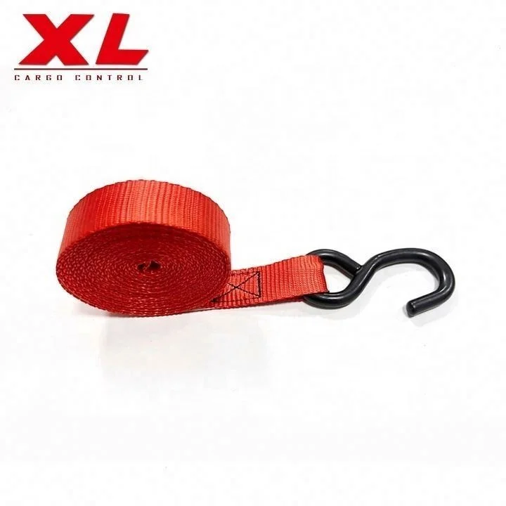 heavy duty logistics straps 1 inch ratchet tie down cargo strap with s hook