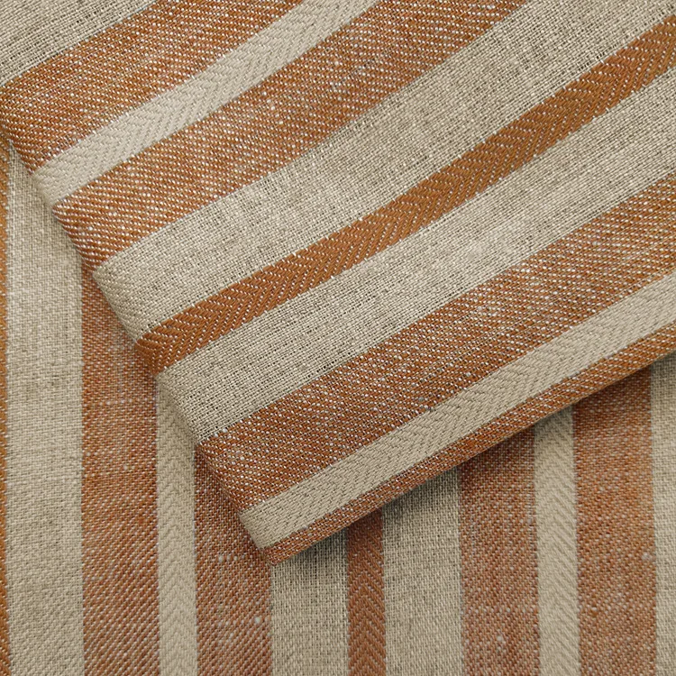 Wholesale spring summer colorful garment shirt fabrics stripe blend linen/cotton designer cotton linen dress fabric by the meter